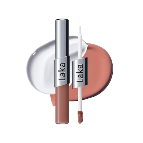 Laka Perfect Twin Lip - Dual-Ended Matte Liquid Lipstick & Clear Gloss Transfer Proof Color High Pigmented Lightweight Non-Sticky Korean Makeup #903 Nude Odd (Warm Nude Beige), 0.31oz