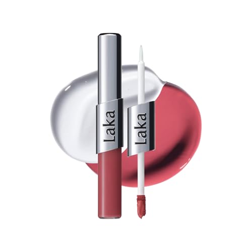 Laka Perfect Twin Lip - Dual-Ended Matte Liquid Lipstick & Clear Gloss Transfer Proof Color High Pigmented Lightweight Non-Sticky Korean Makeup #905 Rosy High (Rosy Pink), 0.31oz